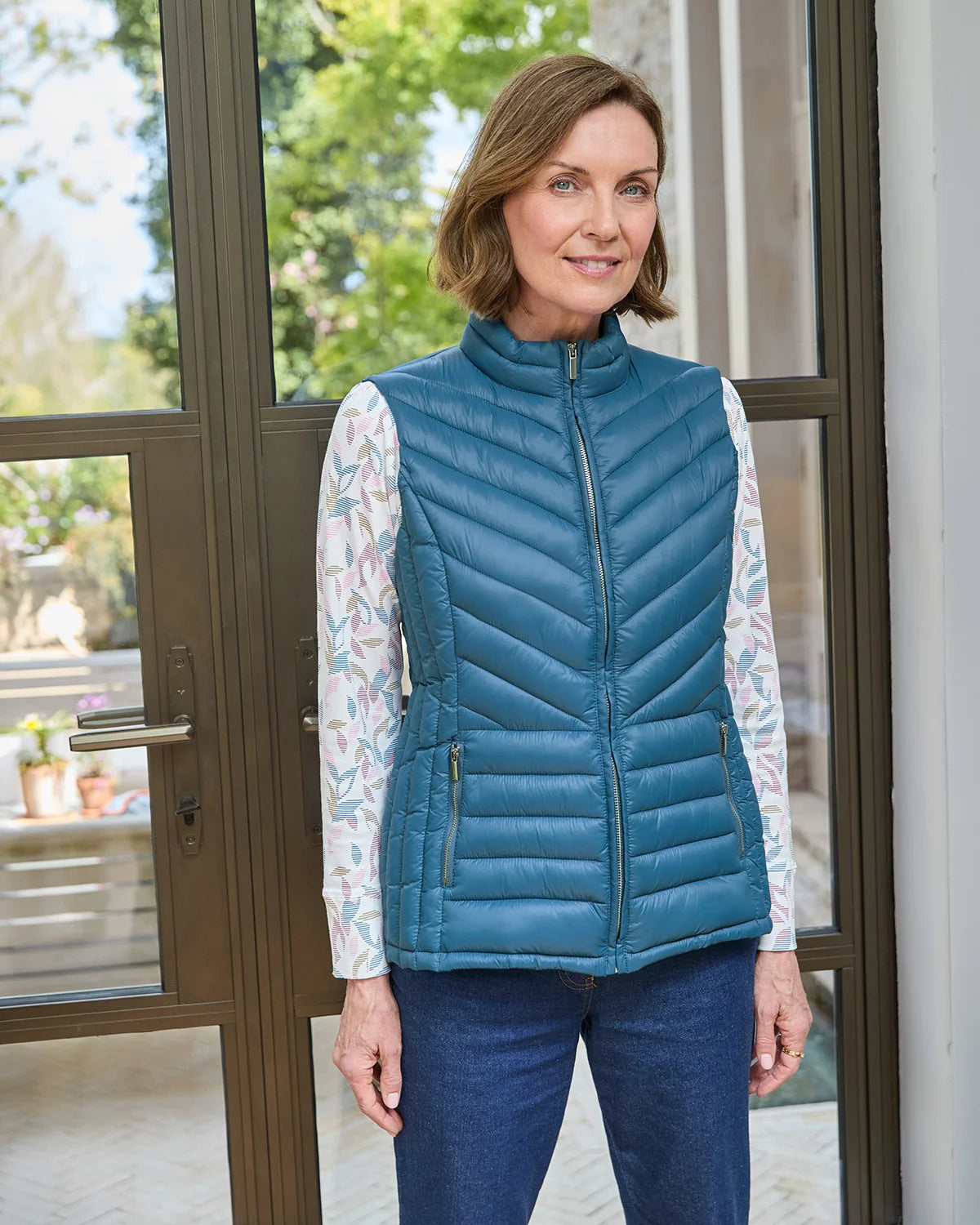 Lightly Padded Quilted Gilet - Denim Blue