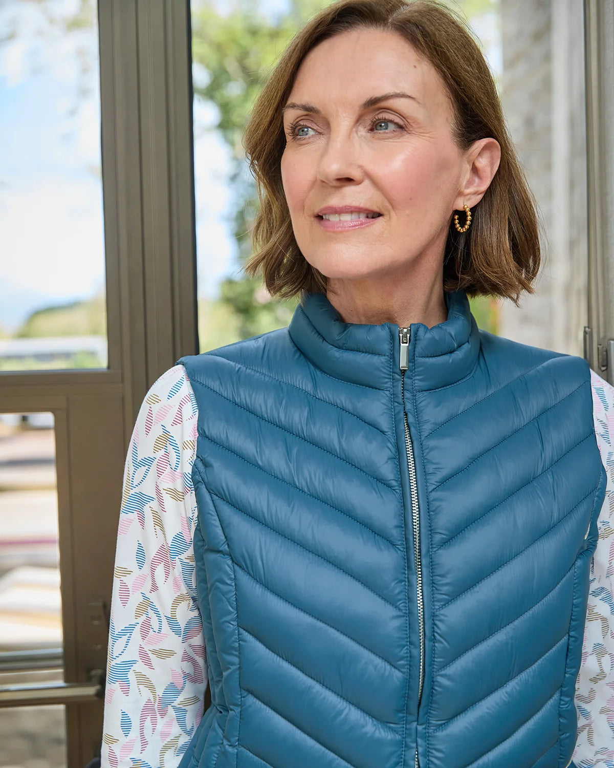 Lightly Padded Quilted Gilet - Denim Blue