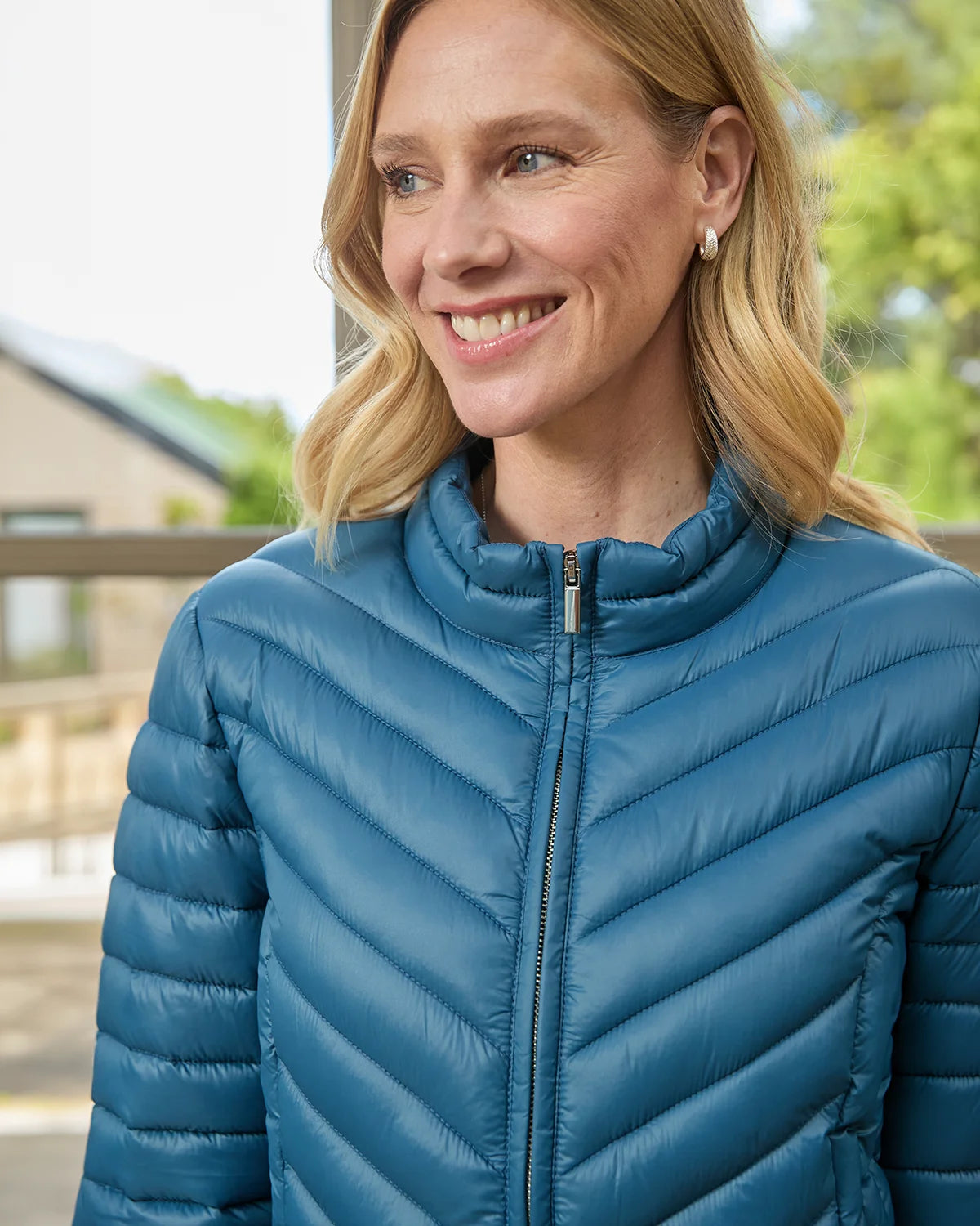 Lightly Padded Quilted Jacket - Denim Blue