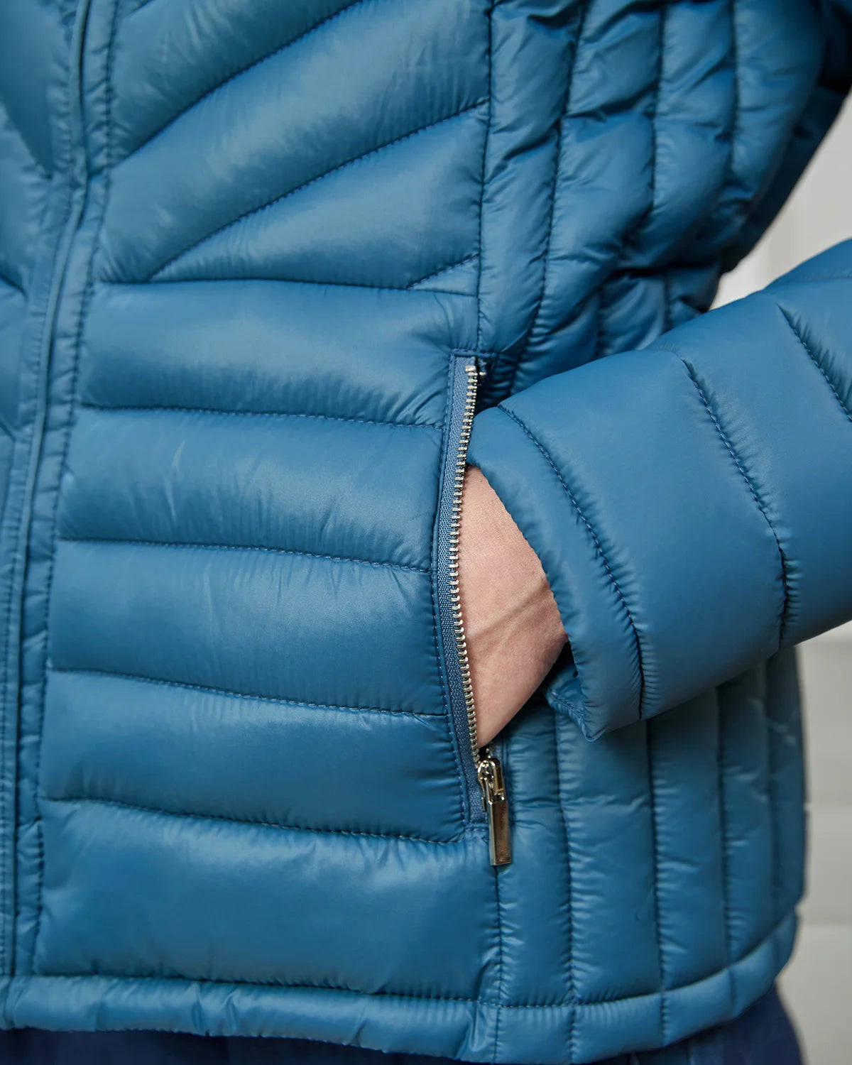 Lightly Padded Quilted Jacket - Denim Blue