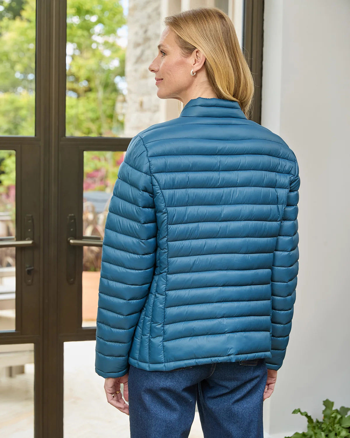 Lightly Padded Quilted Jacket - Denim Blue