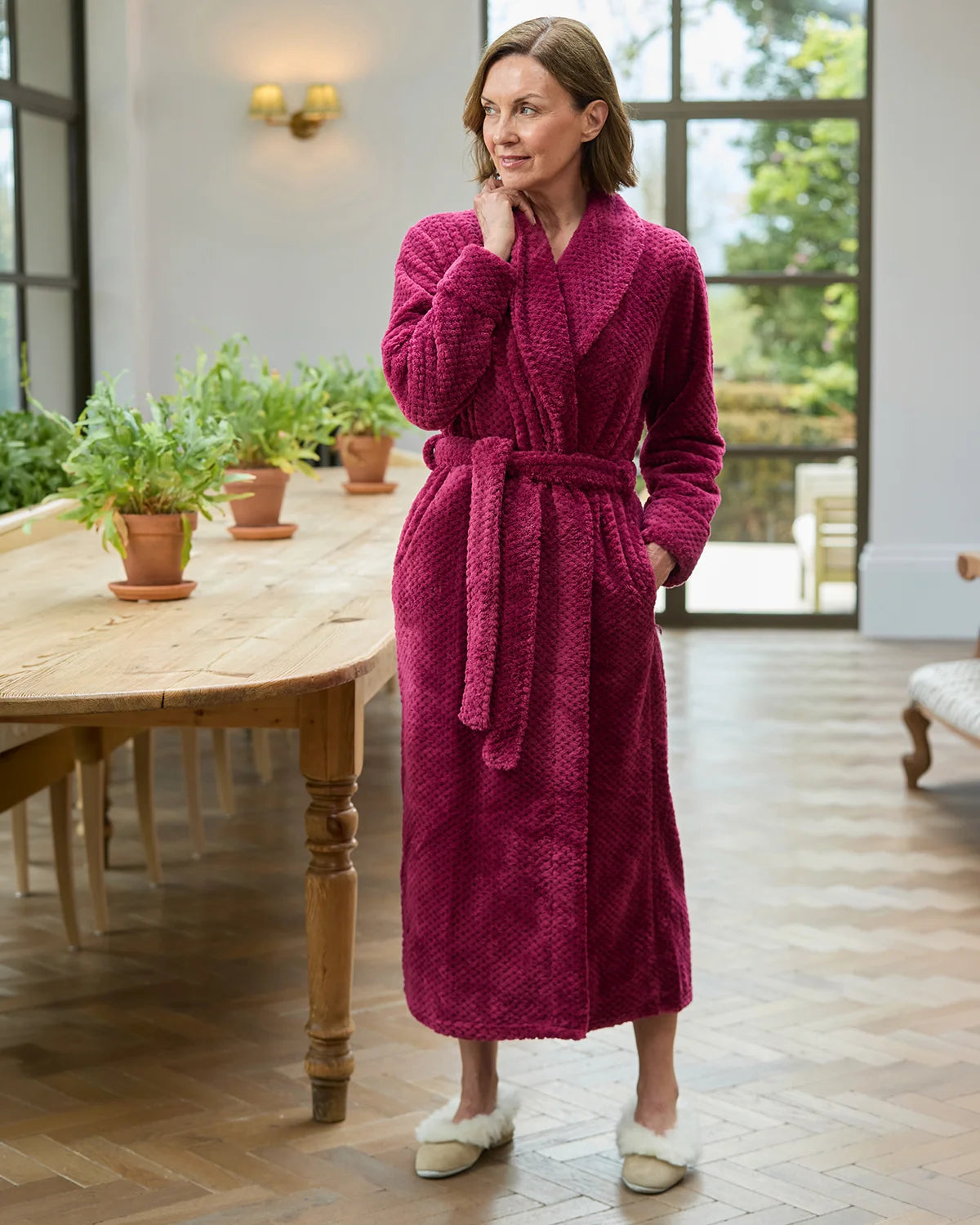 Slenderella Dora Dressing Gown - Raspberry