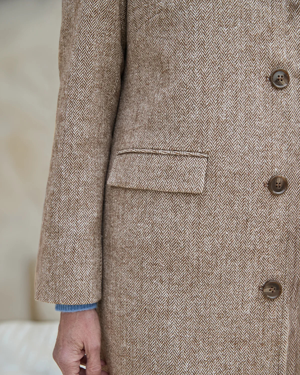 Doretta Herringbone Single Breasted Coat