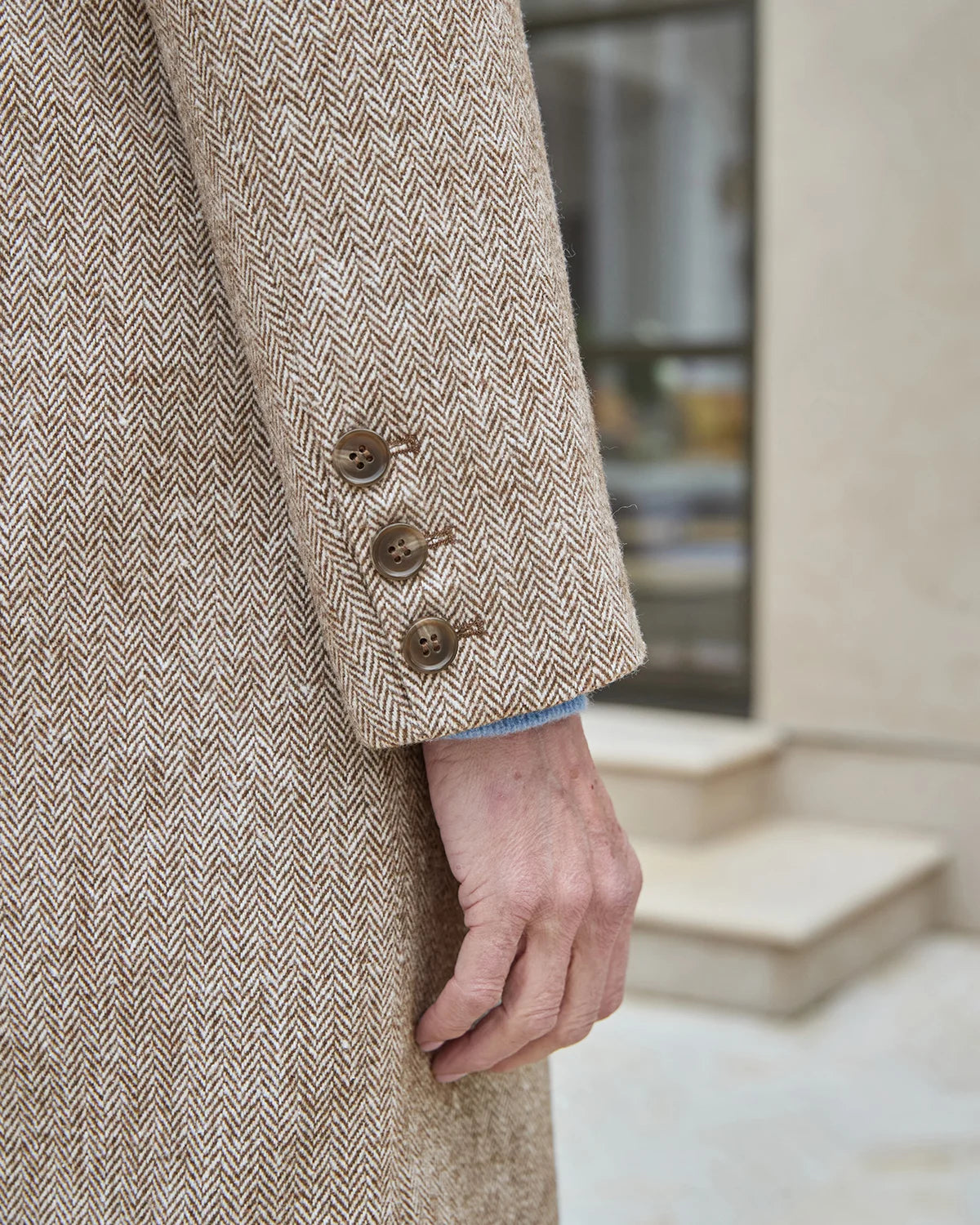 Doretta Herringbone Single Breasted Coat