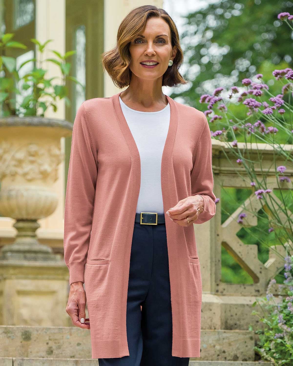 Goldie Ladies Merino Wool Cardigan - Mallow - Country Collection
