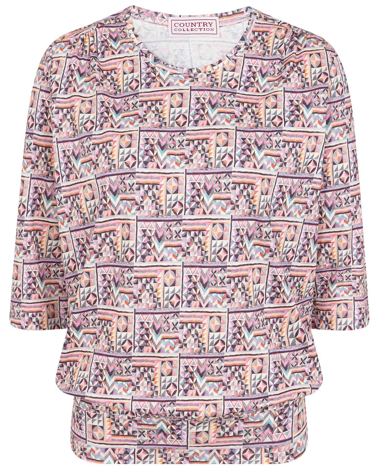 Willa Patterned Cotton 3/4 Sleeve Blouson Top - Image 2 - Country Collection