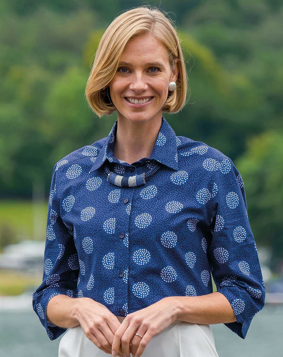Vanessa Patterned 3/4 Sleeve Cotton Blouse - Country Collection