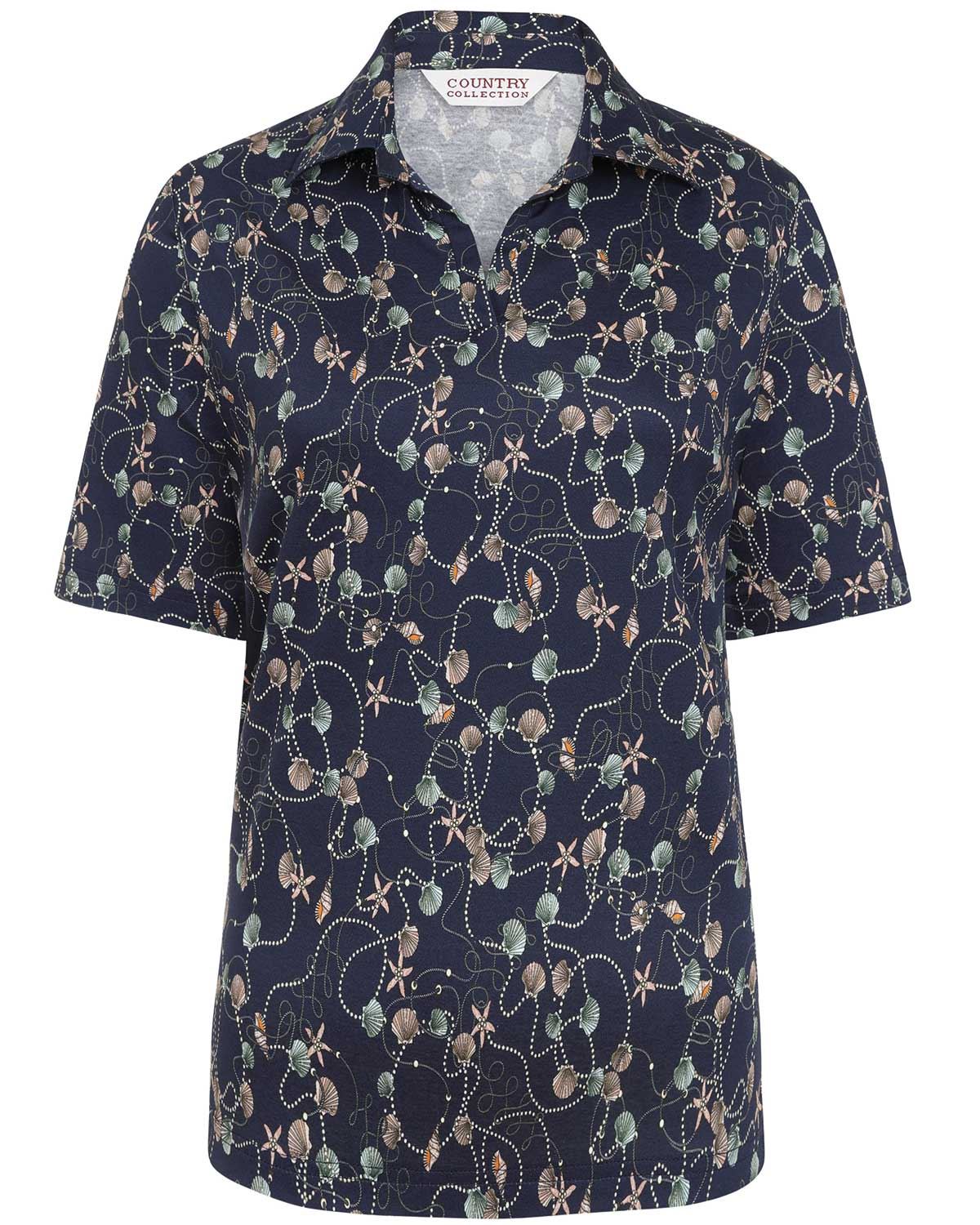 Shelby Patterned Short Sleeve Cotton Polo Top - Image 2 - Country Collection