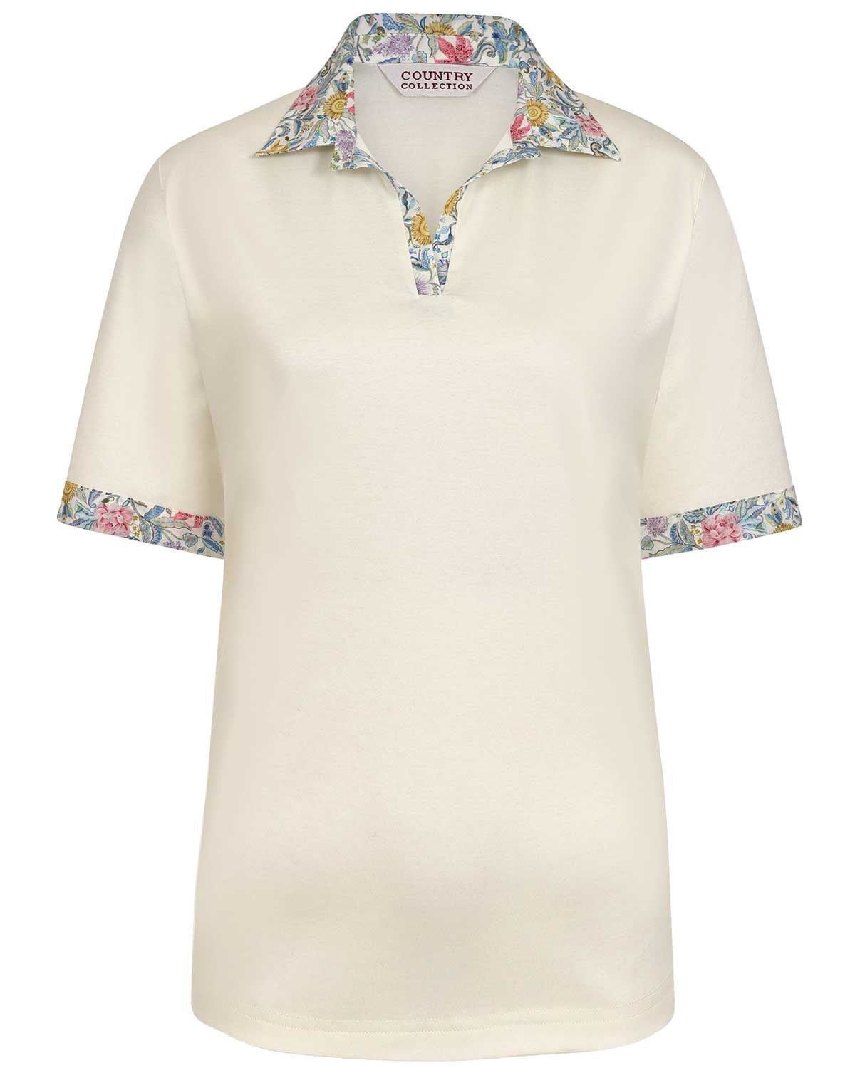 Simone Trimmed Short Sleeve Cotton Polo Top - Image 2 - Country Collection