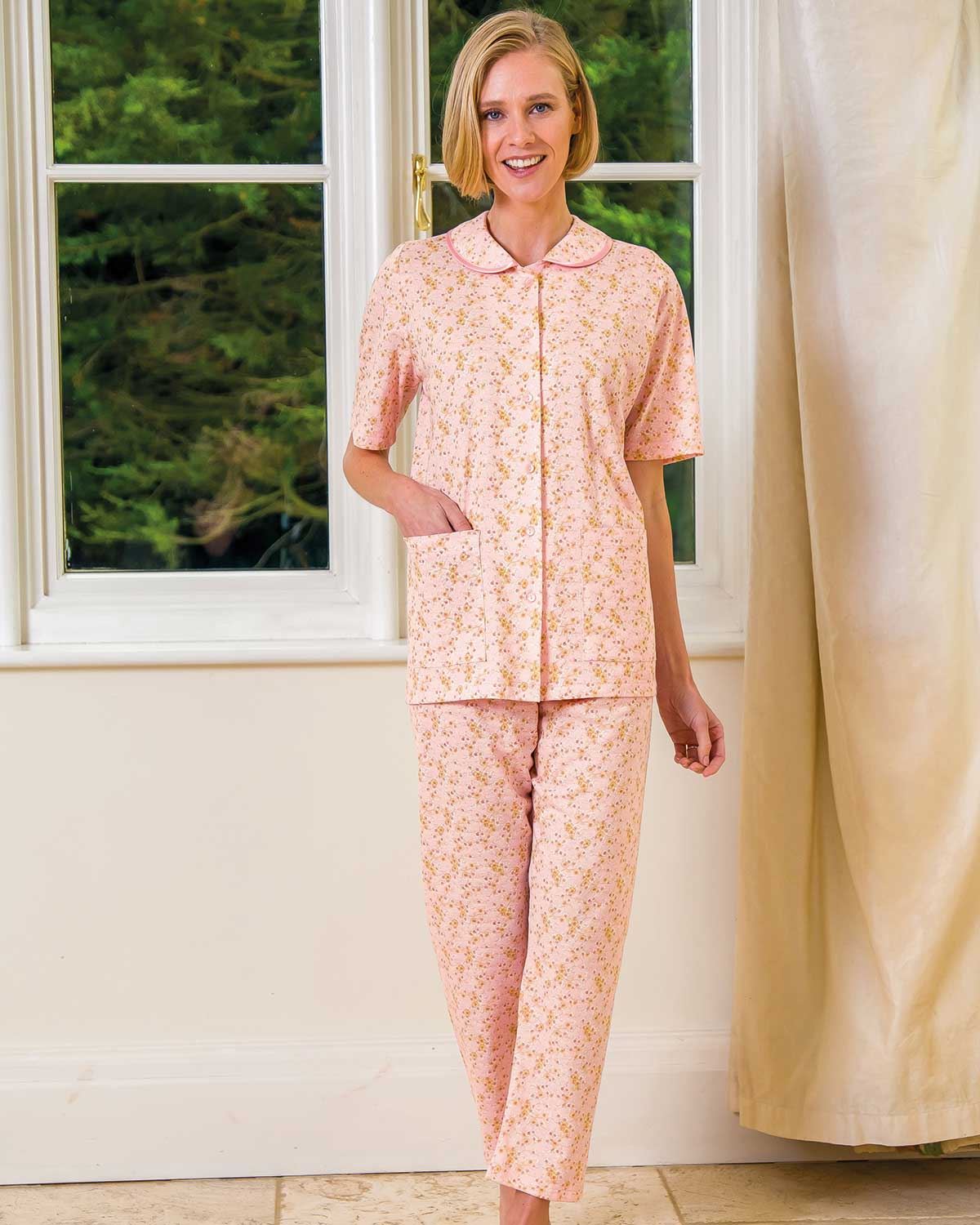 Jenna Floral Short Sleeve Cotton Pyjamas - Country Collection