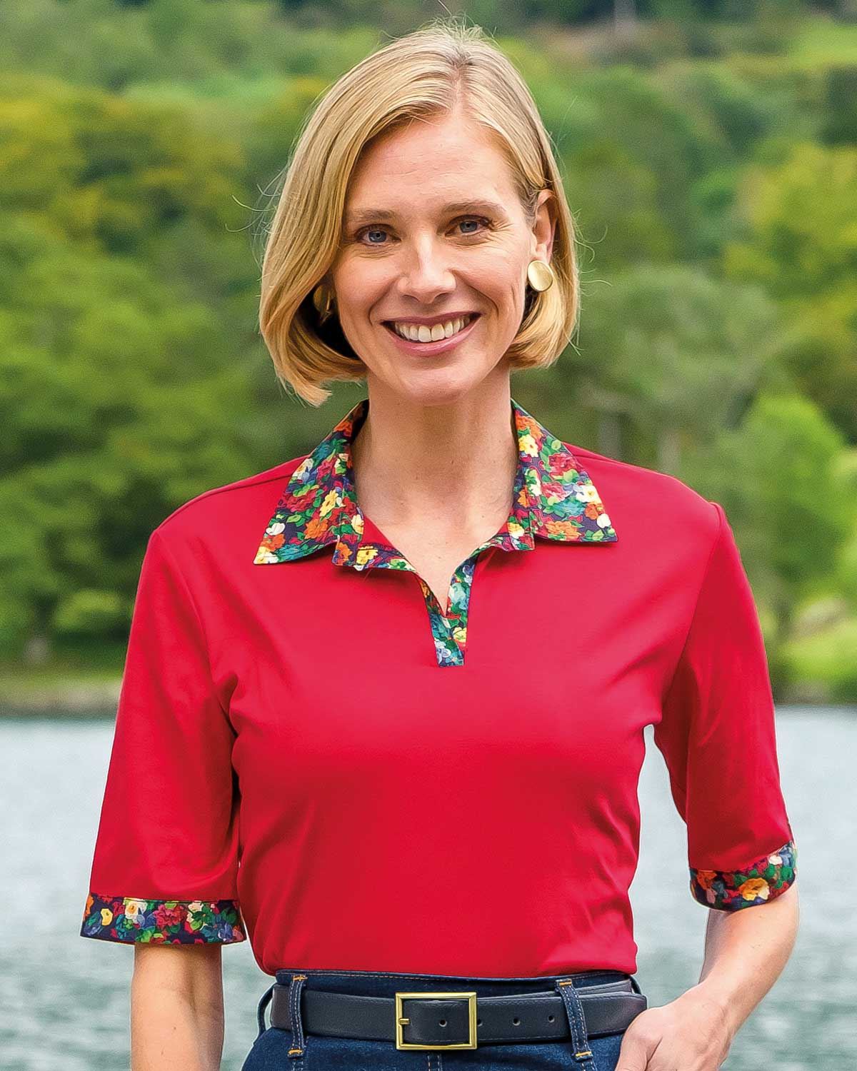 Hester Cotton Trimmed Short Sleeve Polo Top - Country Collection