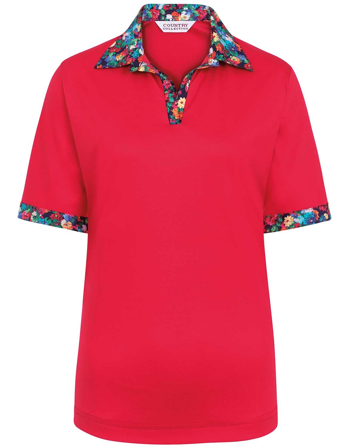 Hester Cotton Trimmed Short Sleeve Polo Top - Image 2 - Country Collection