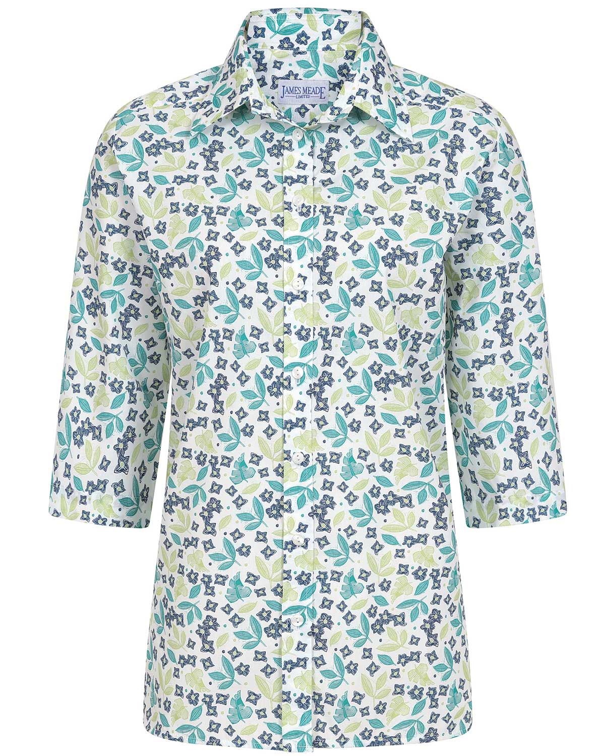 Mindy Patterned 3/4 Sleeve Cotton Blouse - Image 2 - Country Collection