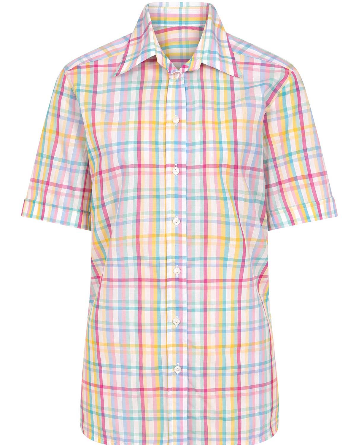 Riley Checked Short Sleeve Cotton Blouse - Image 2 - Country Collection