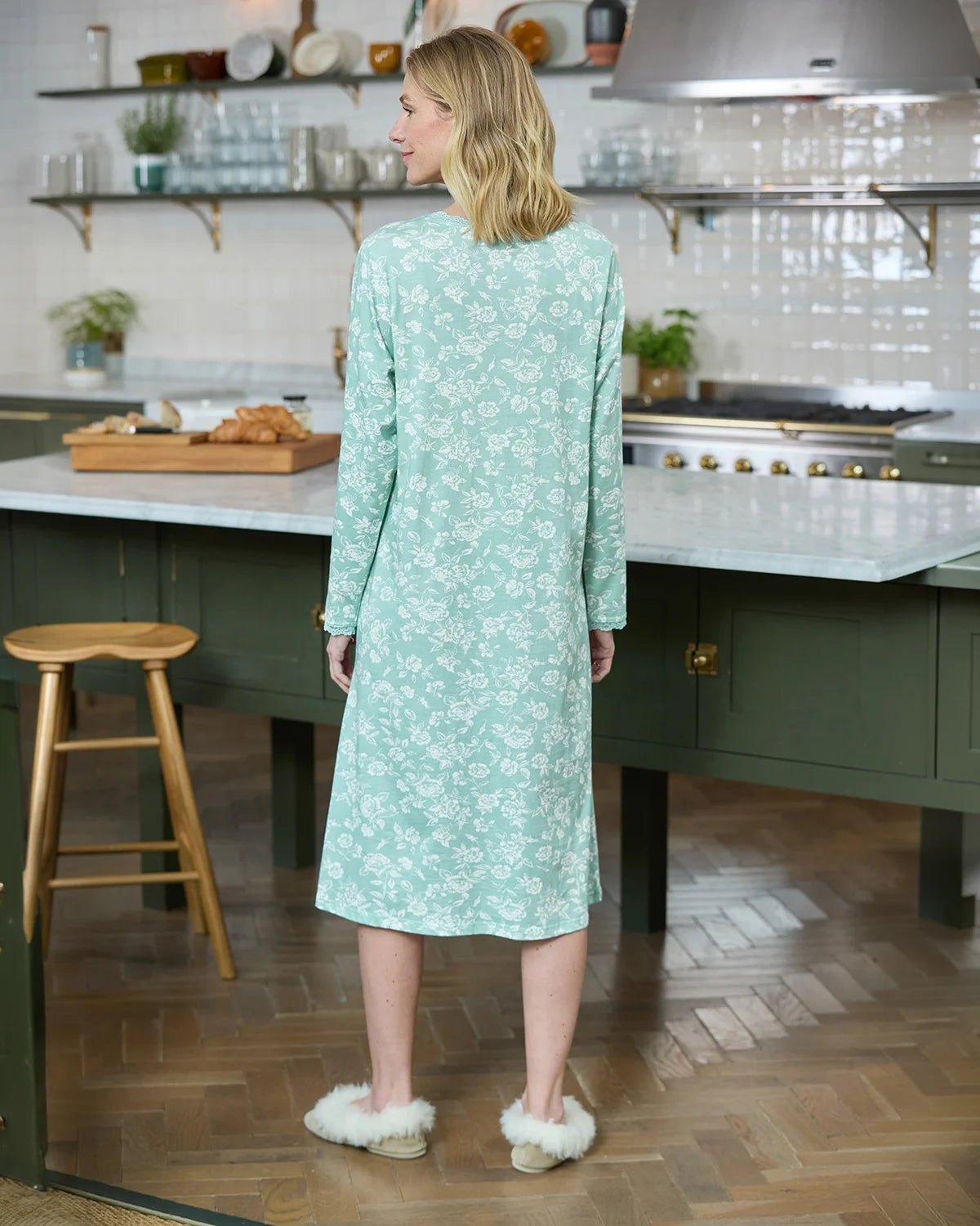Elise Floral Long Sleeve Cotton Jersey Nightdress