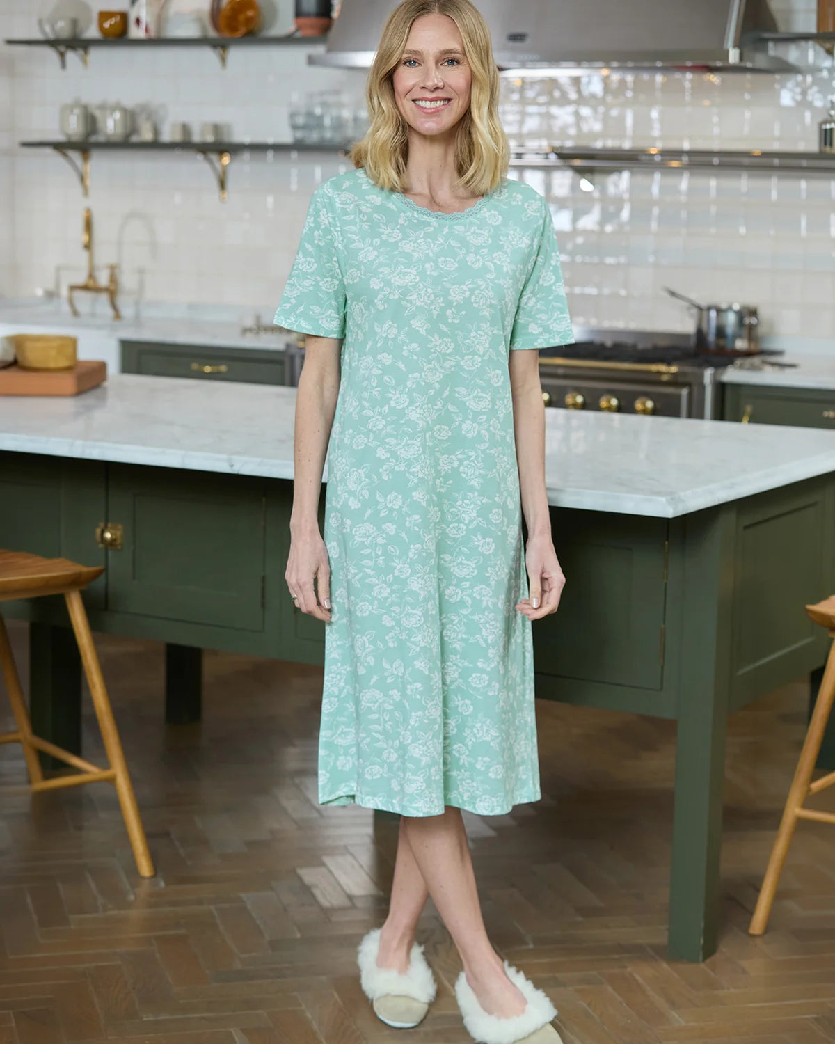 Elise Floral Short Sleeve Cotton Jersey Nightdress