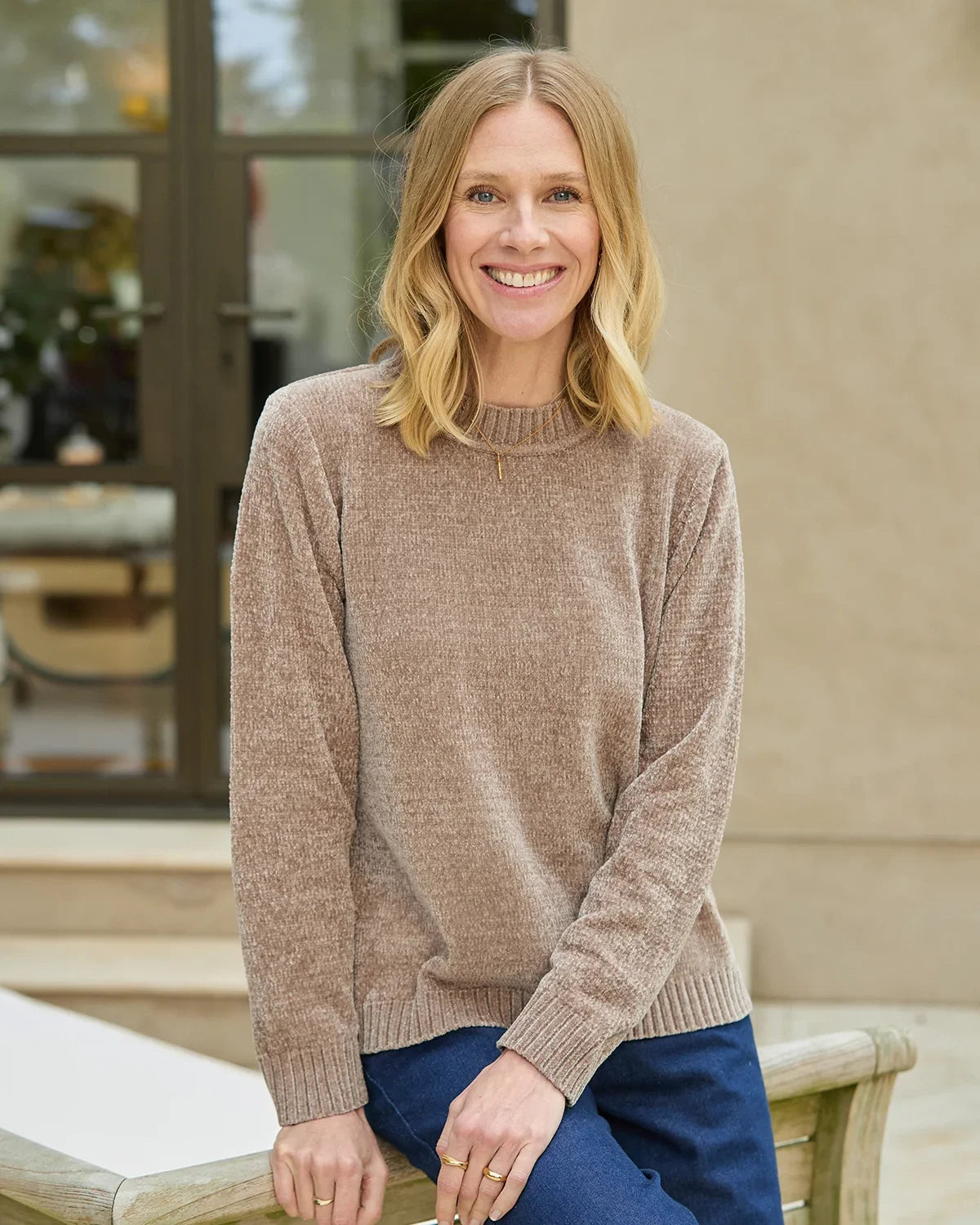Eunice Chanille Crew Neck Jumper - Mink