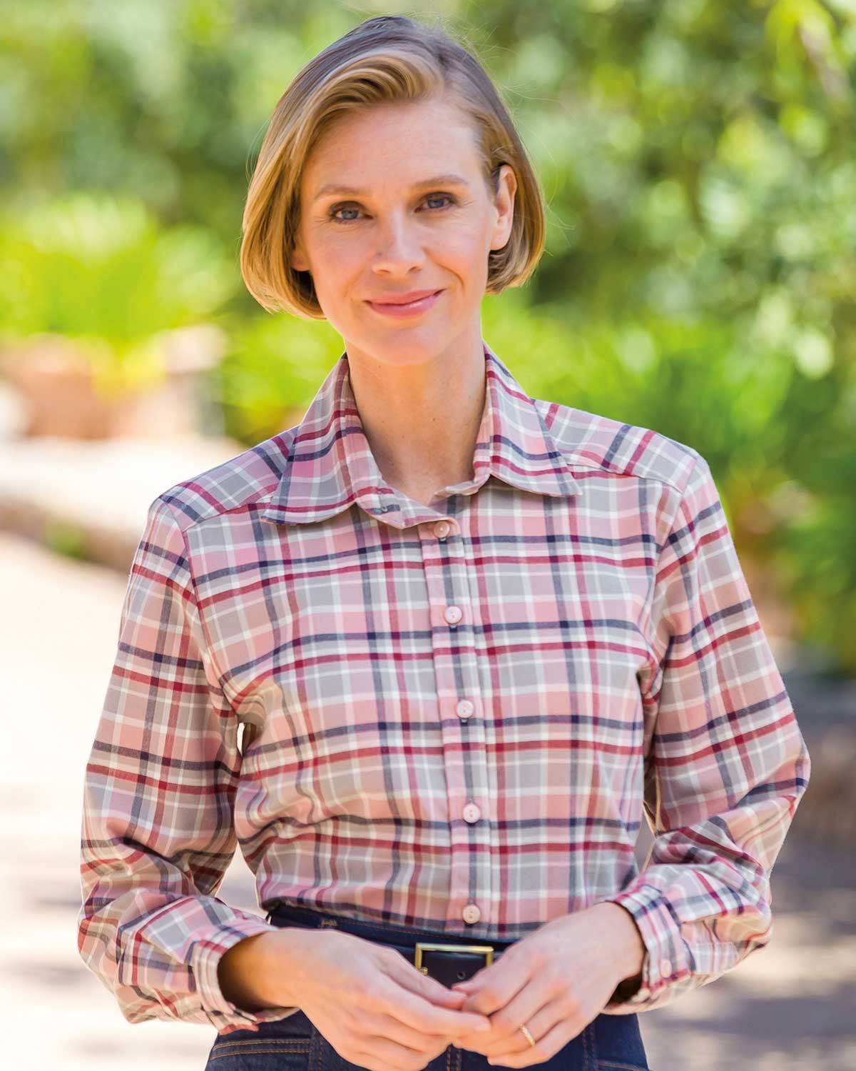 Annalise Cotton Long Sleeve Checked Blouse - Country Collection