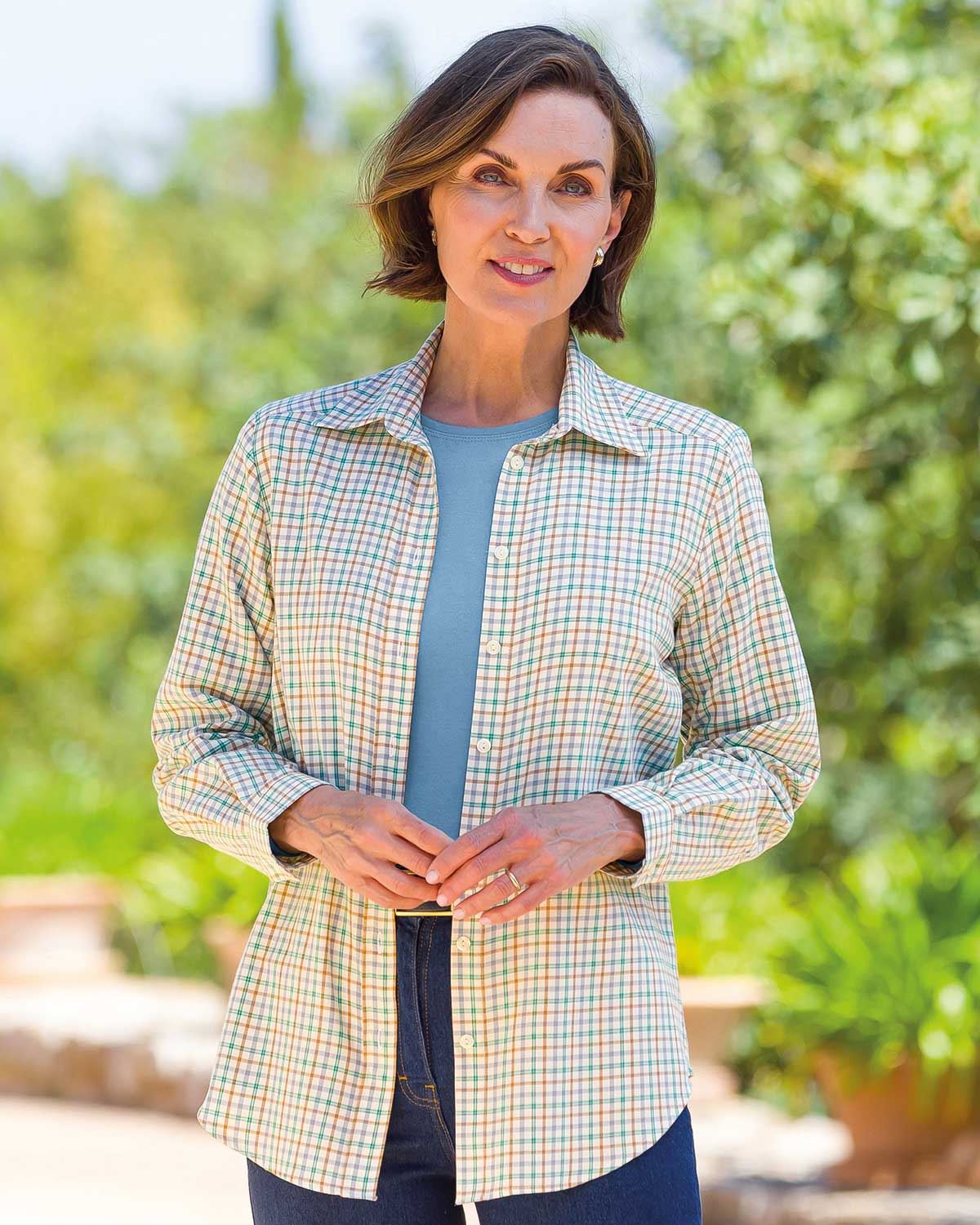 Liv Soft Handle Long Sleeve Country Checked Blouse - Image 2 - Country Collection