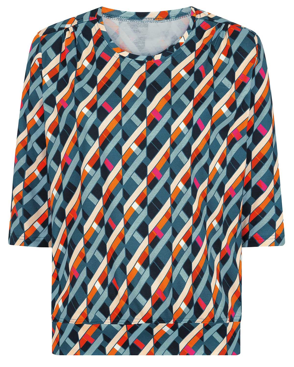 Isabella Patterned Cotton 3/4 Sleeve Blouson Top - Image 2 - Country Collection