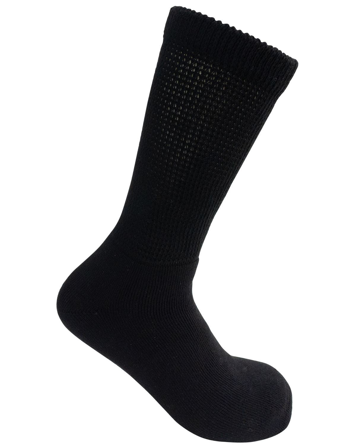 Ladies Diabetic Cotton Sock - Black - Country Collection