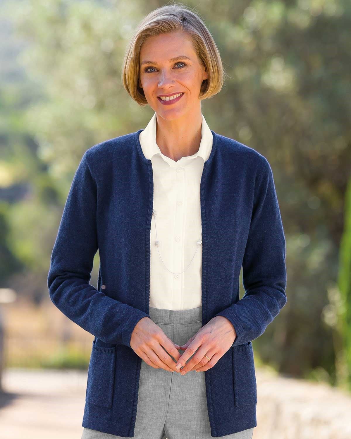 Vivienne Ladies Edge To Edge  Lambswool Cardigan - Midnight - Country Collection