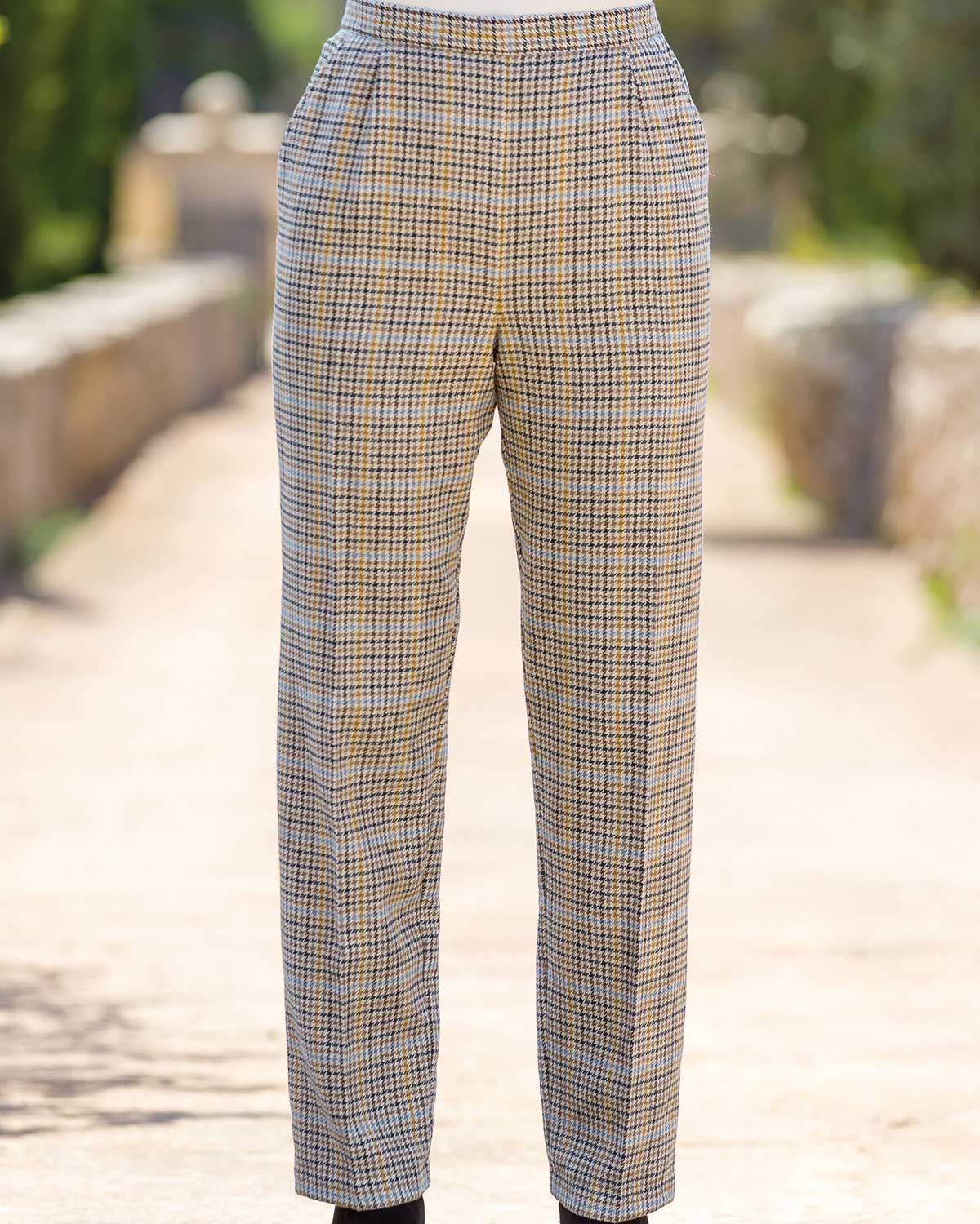 Camden Pull On Wool Blend Checked Trousers - Country Collection