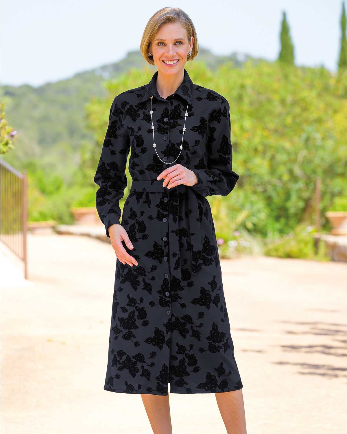Jordan Floral Long Sleeve Wool Blend Shirt Dress - Country Collection