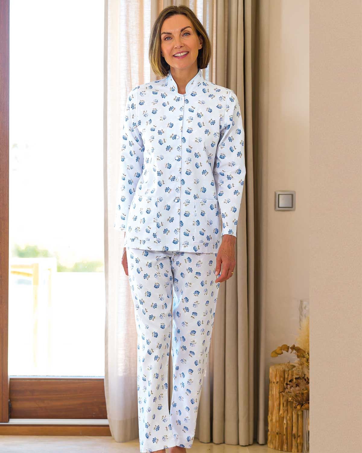 Celia Floral Long Sleeve Polycotton Pyjamas - Country Collection