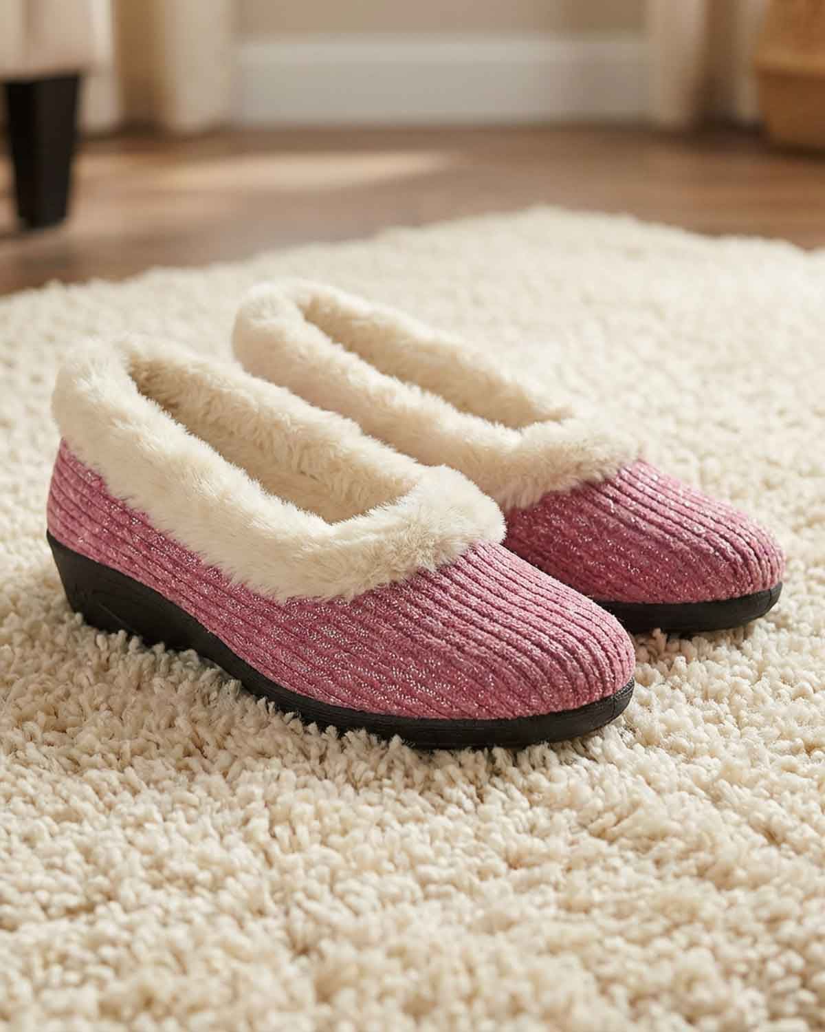 Lunar Marlene Ladies Slipper - Burgundy - Country Collection