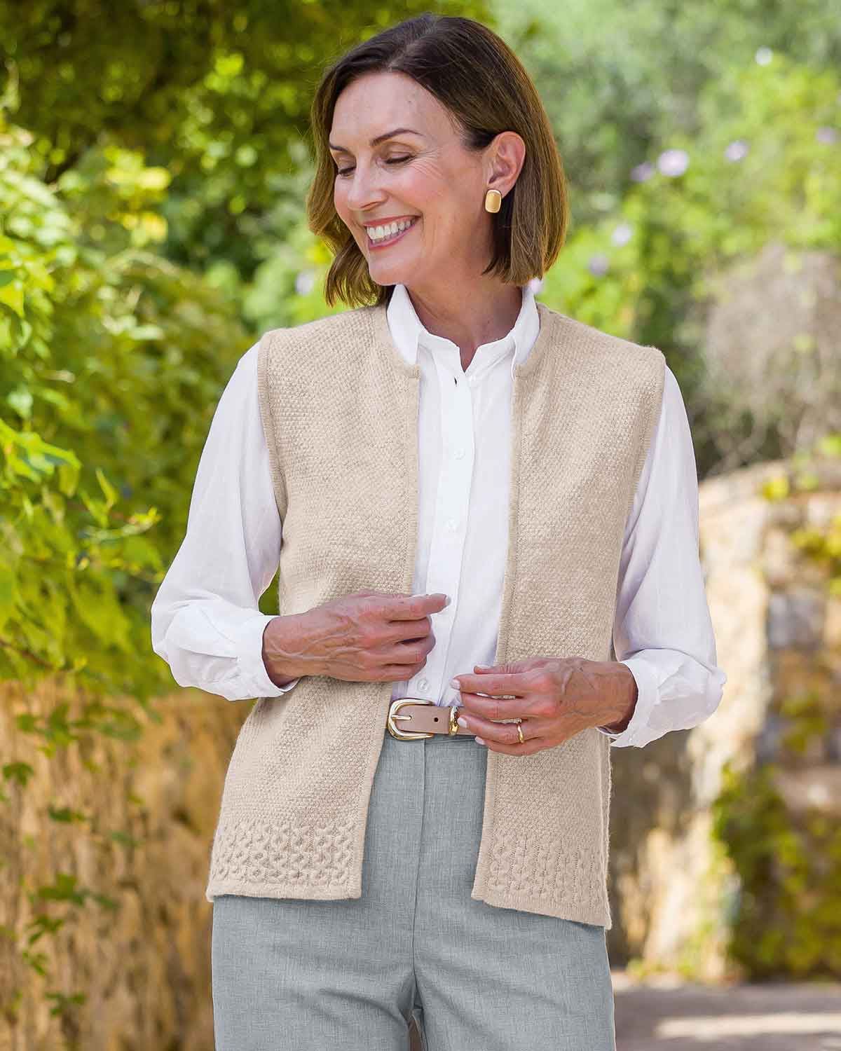 Ellen Edge To Edge Lambswool Ladies Waistcoat - Image 2 - Country Collection