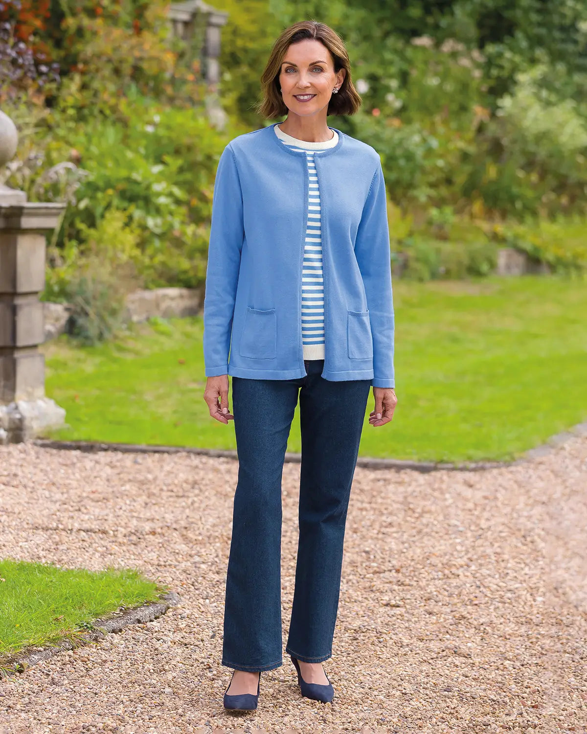 Ladies’ Carla Pure Cotton Edge-to-Edge Cardigan – Iris