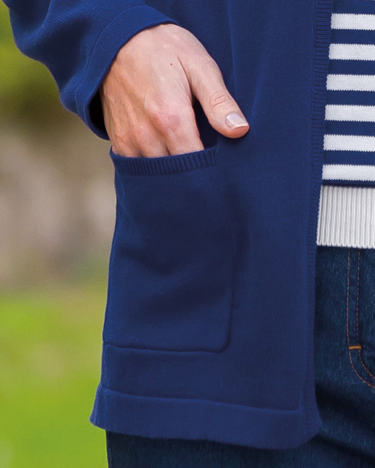 Ladies’ Carla Pure Cotton Edge-to-Edge Cardigan – Navy