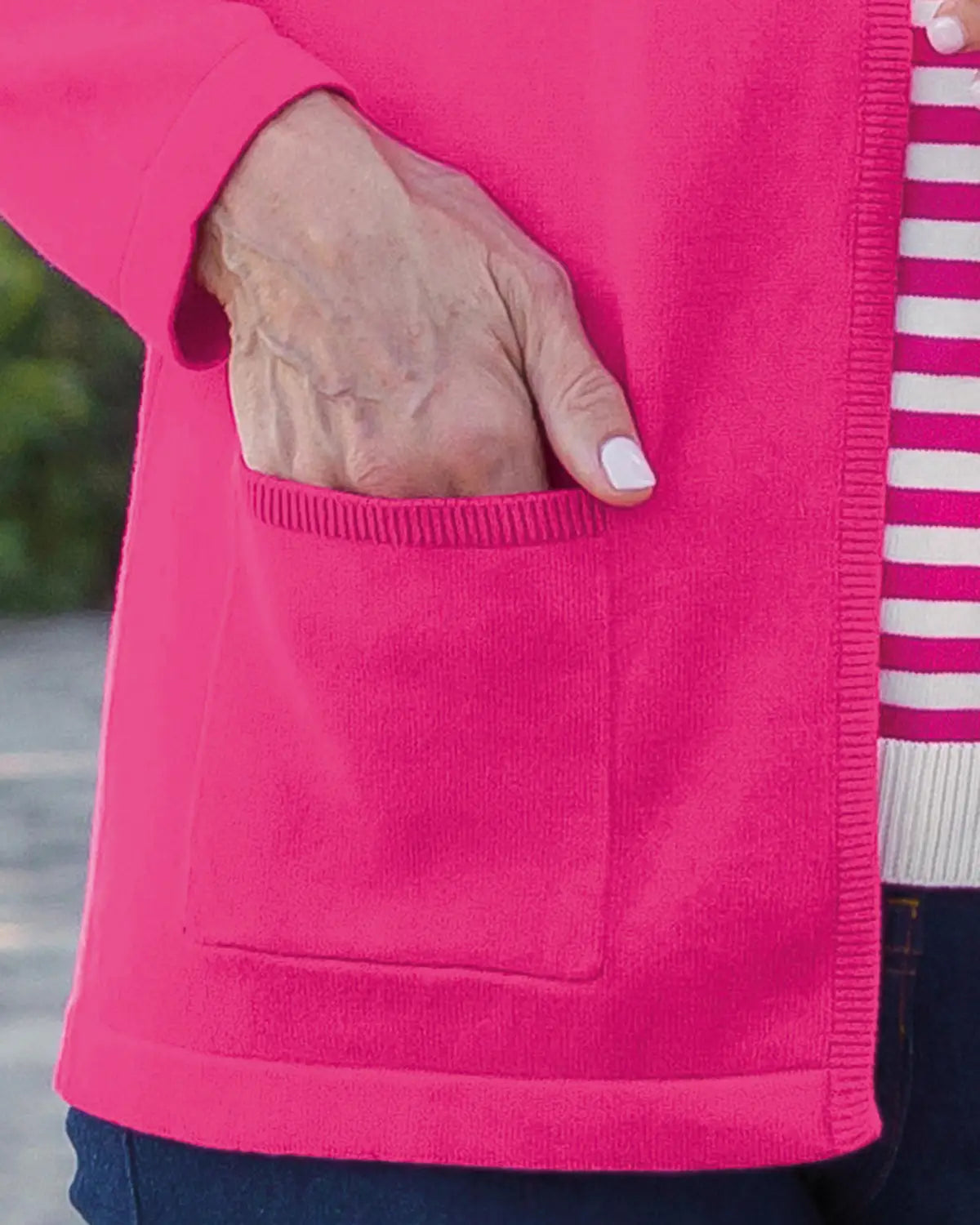 Ladies’ Carla Pure Cotton Edge-to-Edge Cardigan – Pink