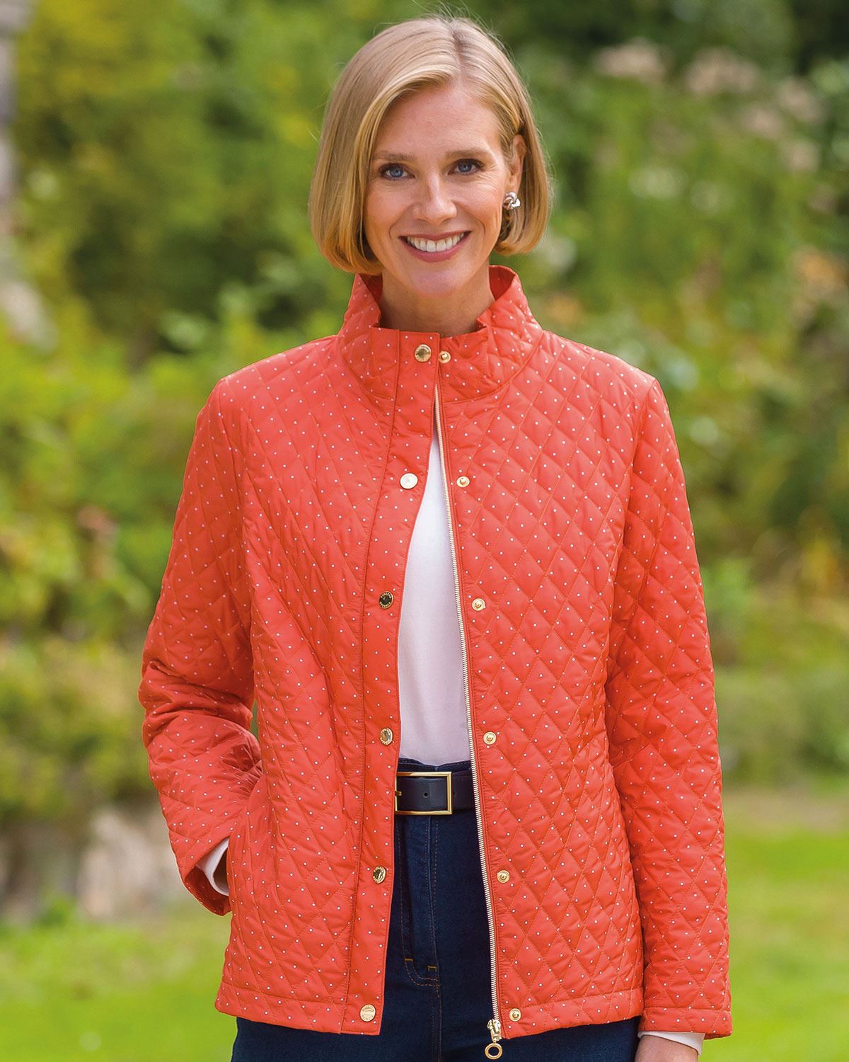 Donna Patterned Zip front Showerproof Jacket - Country Collection