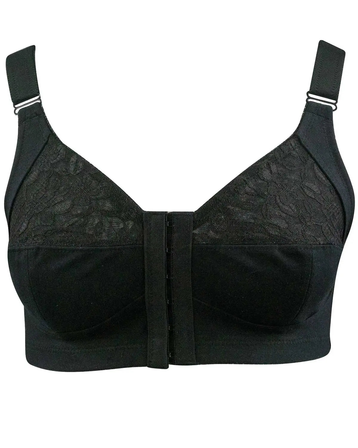 Ladies’ Cotton Non-Wired Front Fasten Bra – Black