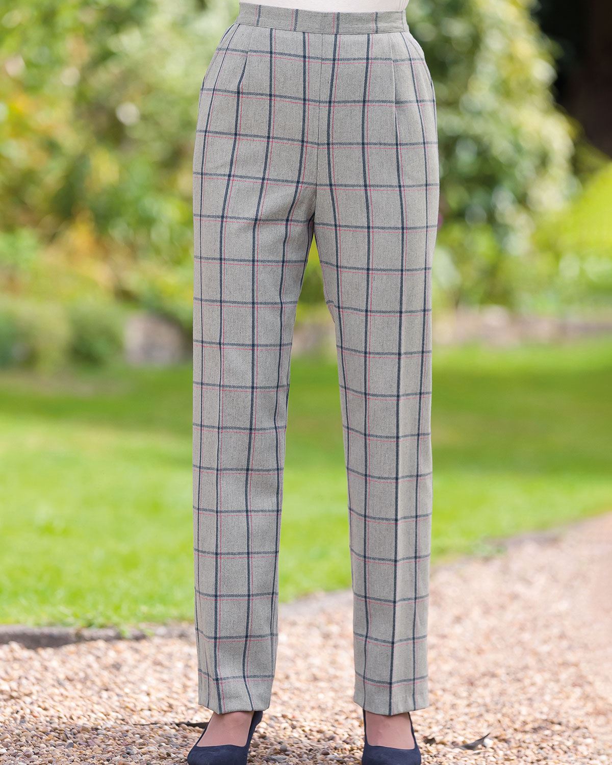 Rhodes Pull On Wool Blend Checked Trousers - Country Collection