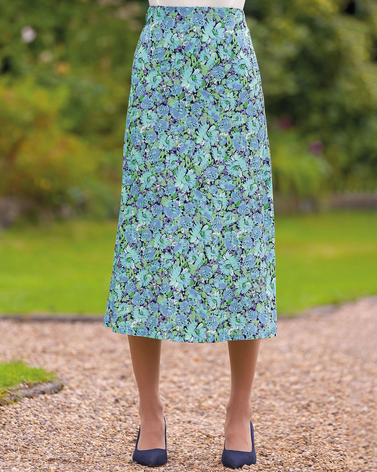 Antonia Floral Viscose Jersey Pull On Skirt - Country Collection