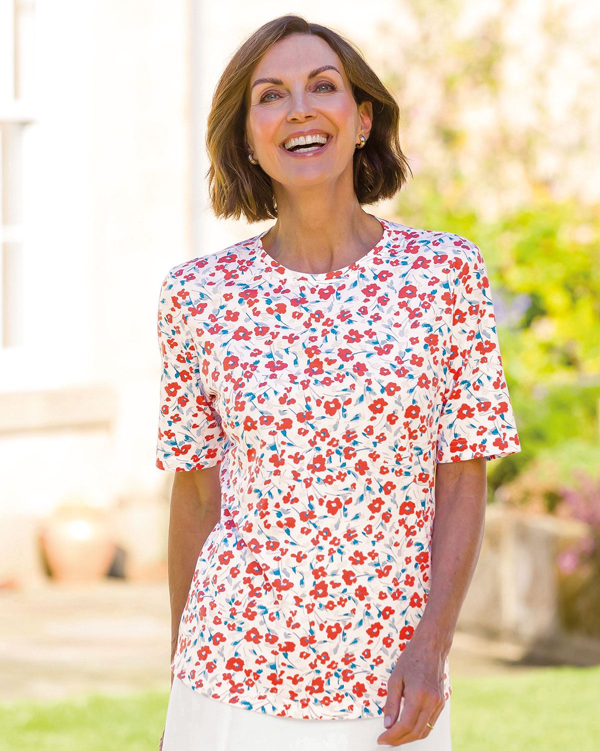 Eve Floral Short Sleeve Cotton Top - Country Collection