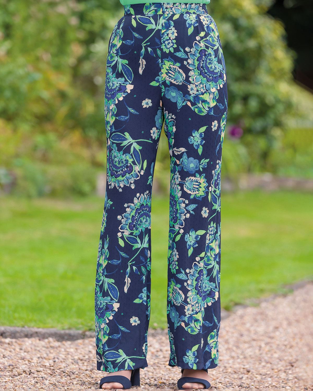 Lydia Floral Pull On Viscose Jersey Trousers - Country Collection