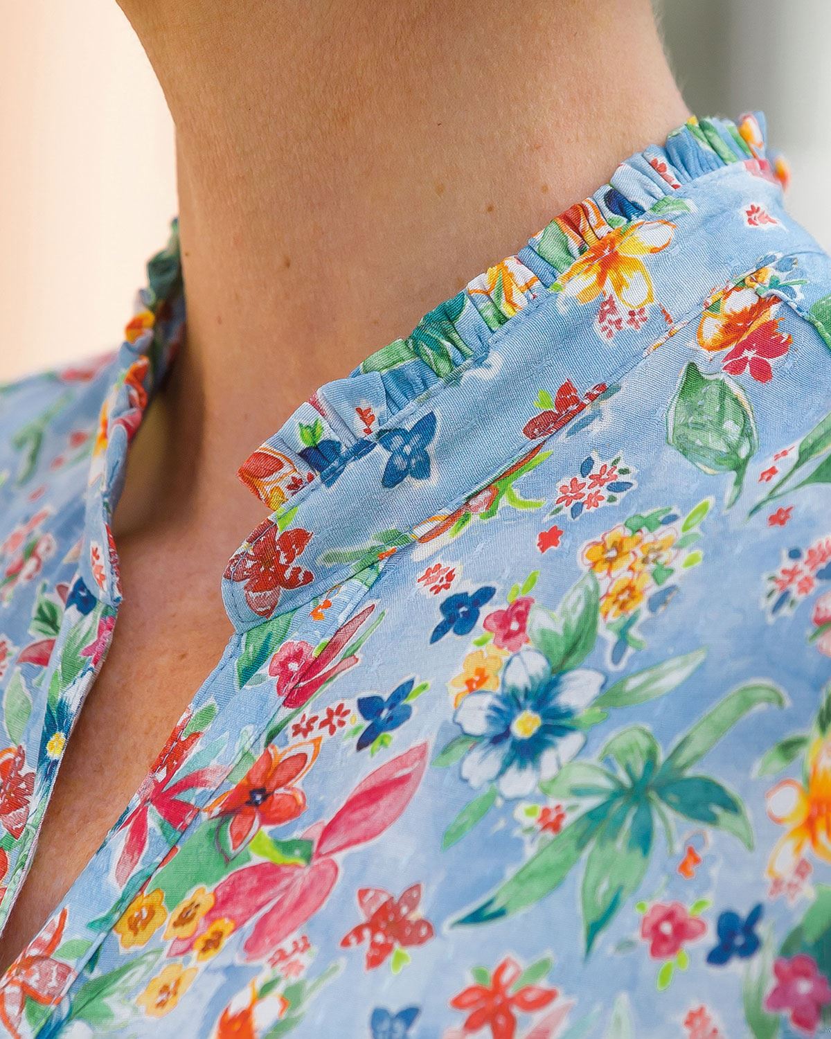 Kelsey Supersoft Viscose Frill Neck 3/4 Sleeve Blouse - Image 3 - Country Collection