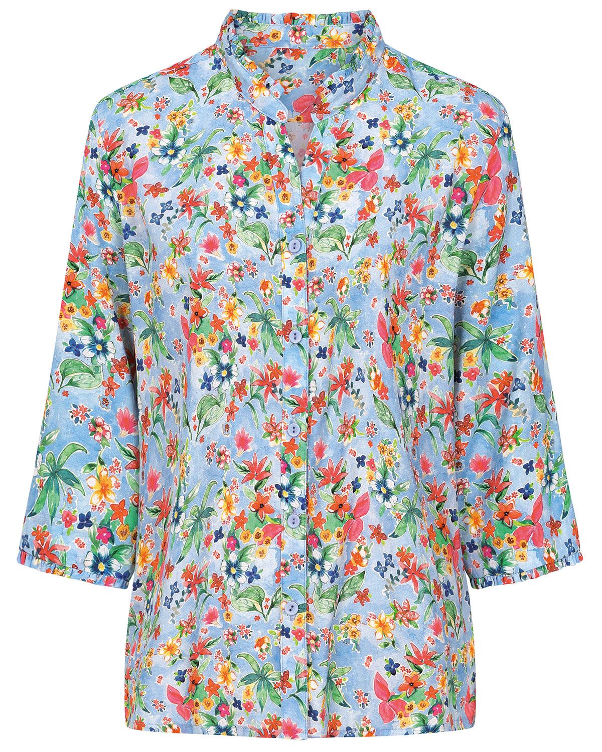 Kelsey Supersoft Viscose Frill Neck 3/4 Sleeve Blouse - Image 4 - Country Collection