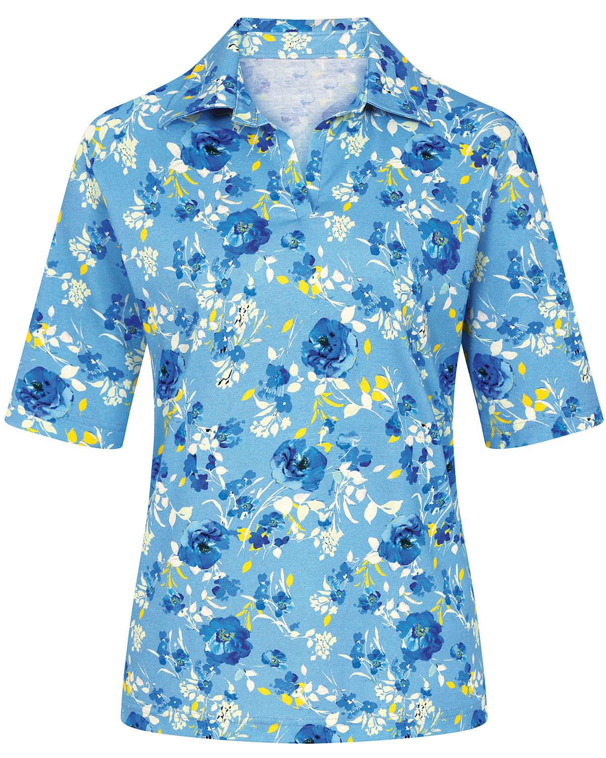 Becky Floral Short Sleeve Cotton Polo Top - Image 2 - Country Collection