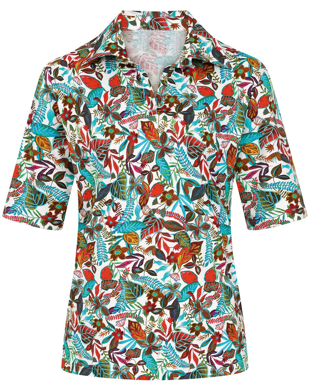 Harper Floral Short Sleeve Cotton Polo Top - Image 2 - Country Collection
