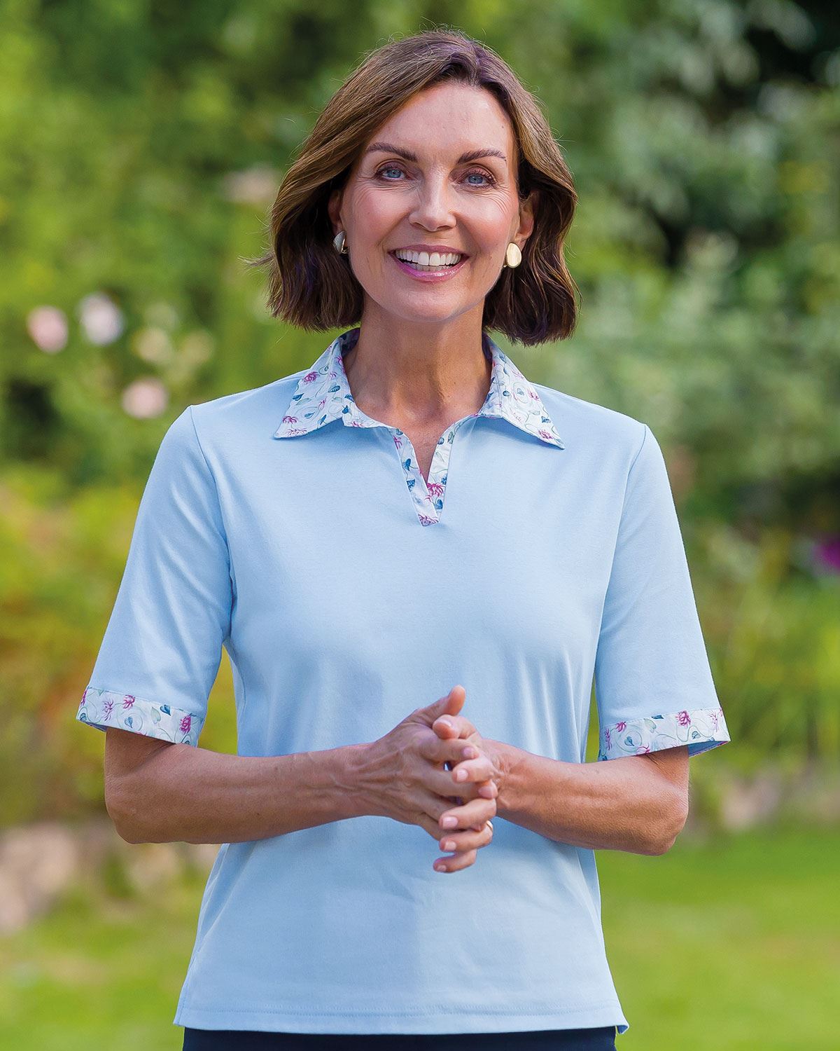 Jessica Cotton Trimmed Short Sleeve Polo Top - Country Collection