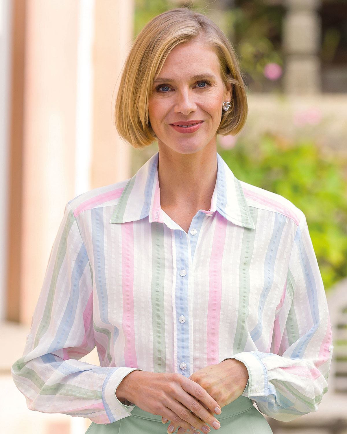 Christine Striped Long Sleeve Lyocell Blouse - Country Collection