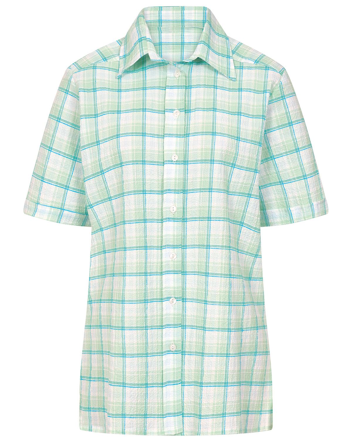 Carmel Checked Short Sleeve Seersucker Blouse - Image 2 - Country Collection