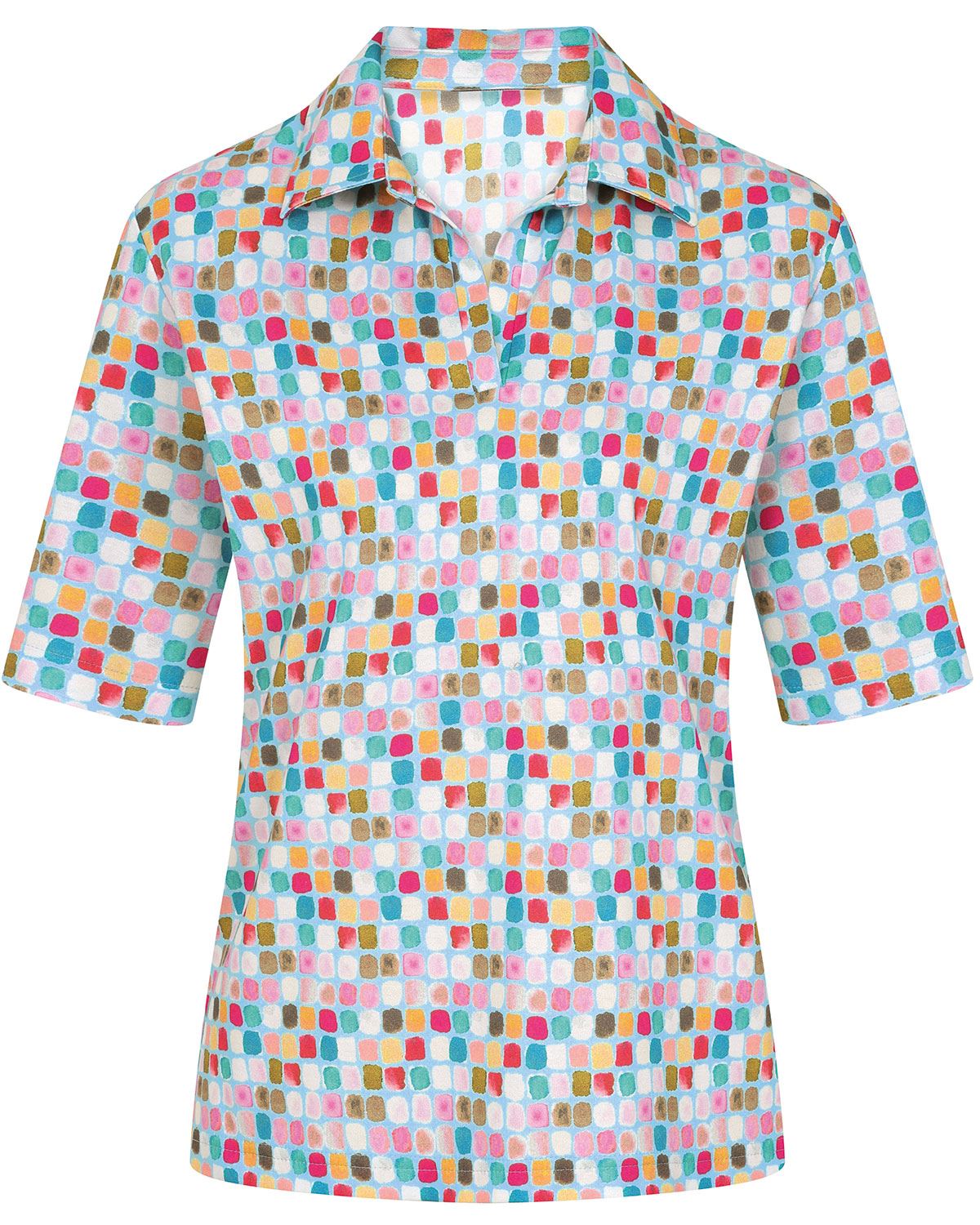 Anna Patterned Short Sleeve Cotton Polo Top - Image 2 - Country Collection