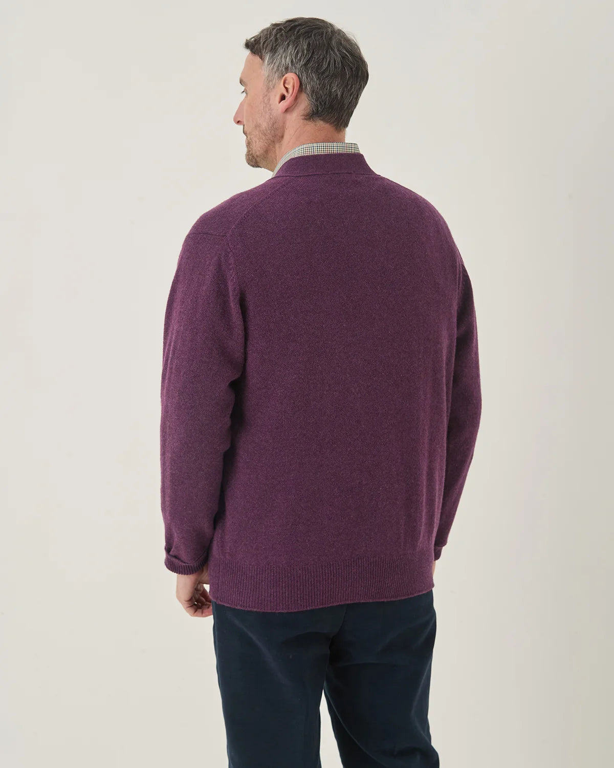 Lambswool Cardigan Mens - Grape