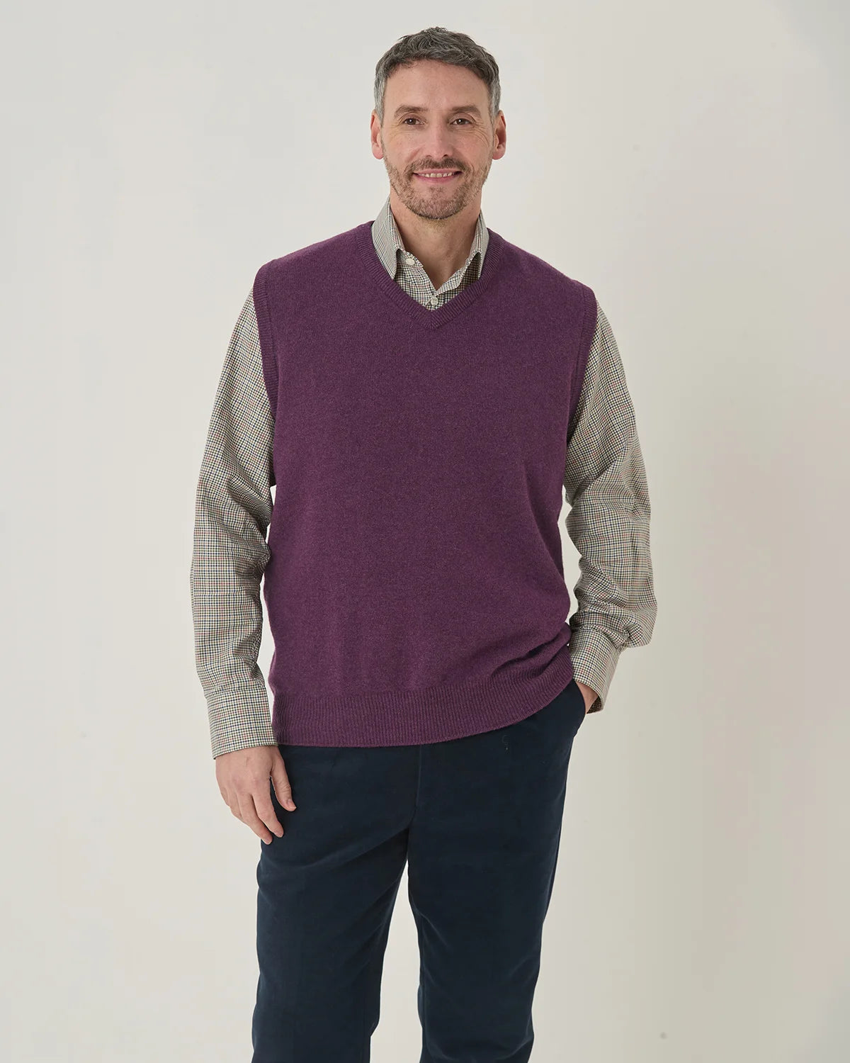Lambswool Slipover  Mens - Grape